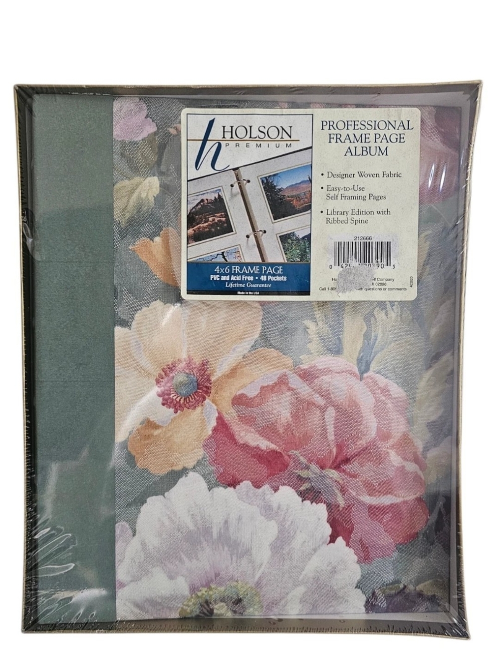 Vtg Holson Photo Album Tapestry Floral Cover Self Framing Page 4"x 6" 48 Pockets